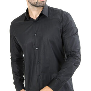 CAMISA MANGA LONGA SLIM FIT BÁSICA PRETA