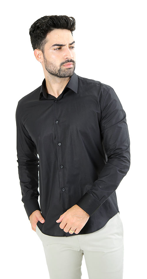 CAMISA MANGA LONGA SLIM FIT BÁSICA PRETA