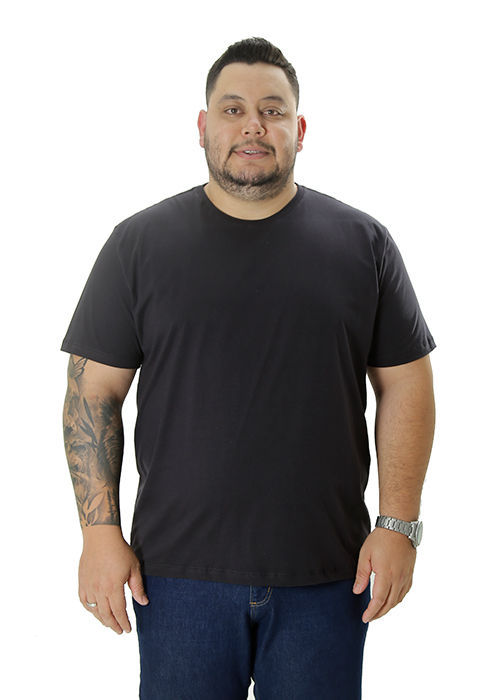 CAMISETA BÁSICA GOLA REDONDA LISA PLUS PRETA
