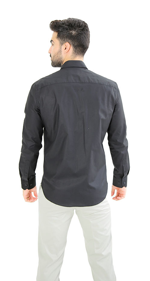 CAMISA MANGA LONGA SLIM FIT BÁSICA PRETA - Imagem 3